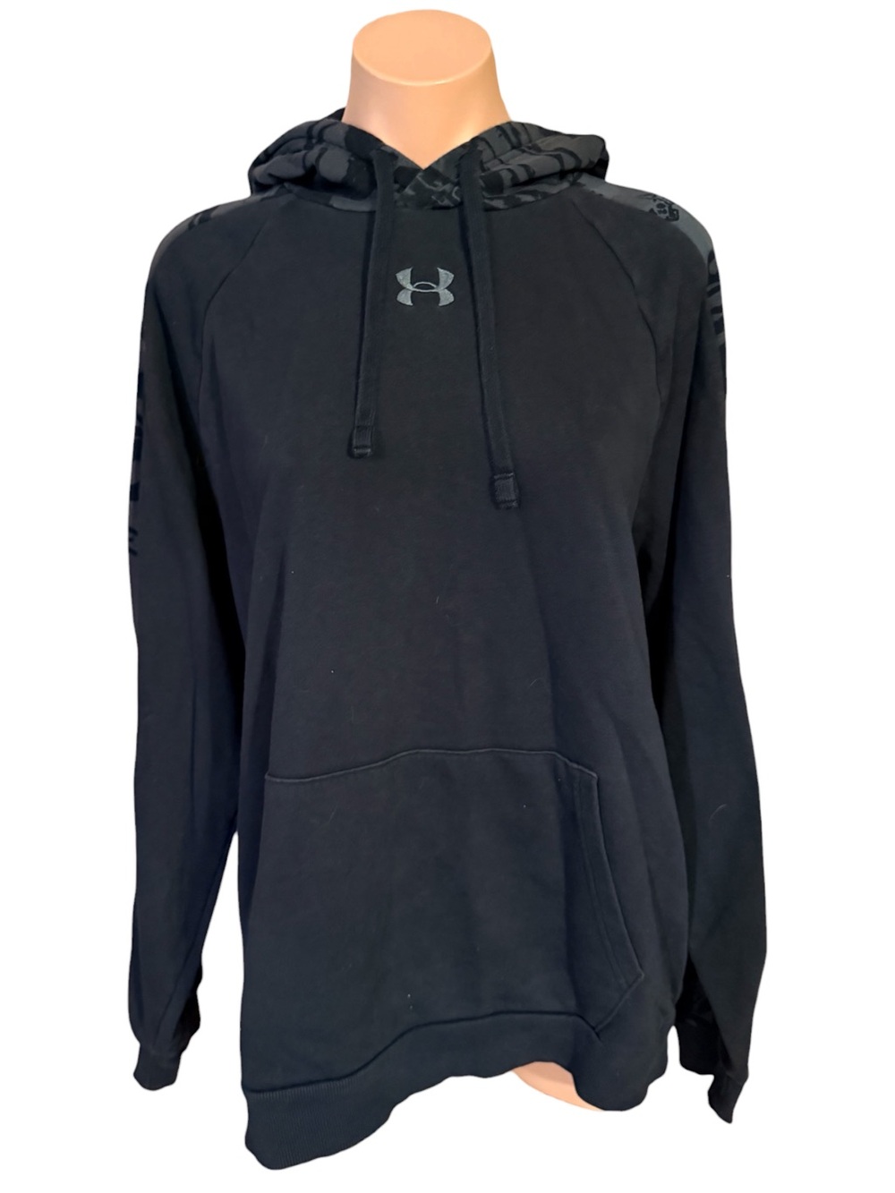 Under Armour Mens Large Black Rival Fleece Camo Blocked Pullover Hoodie Active